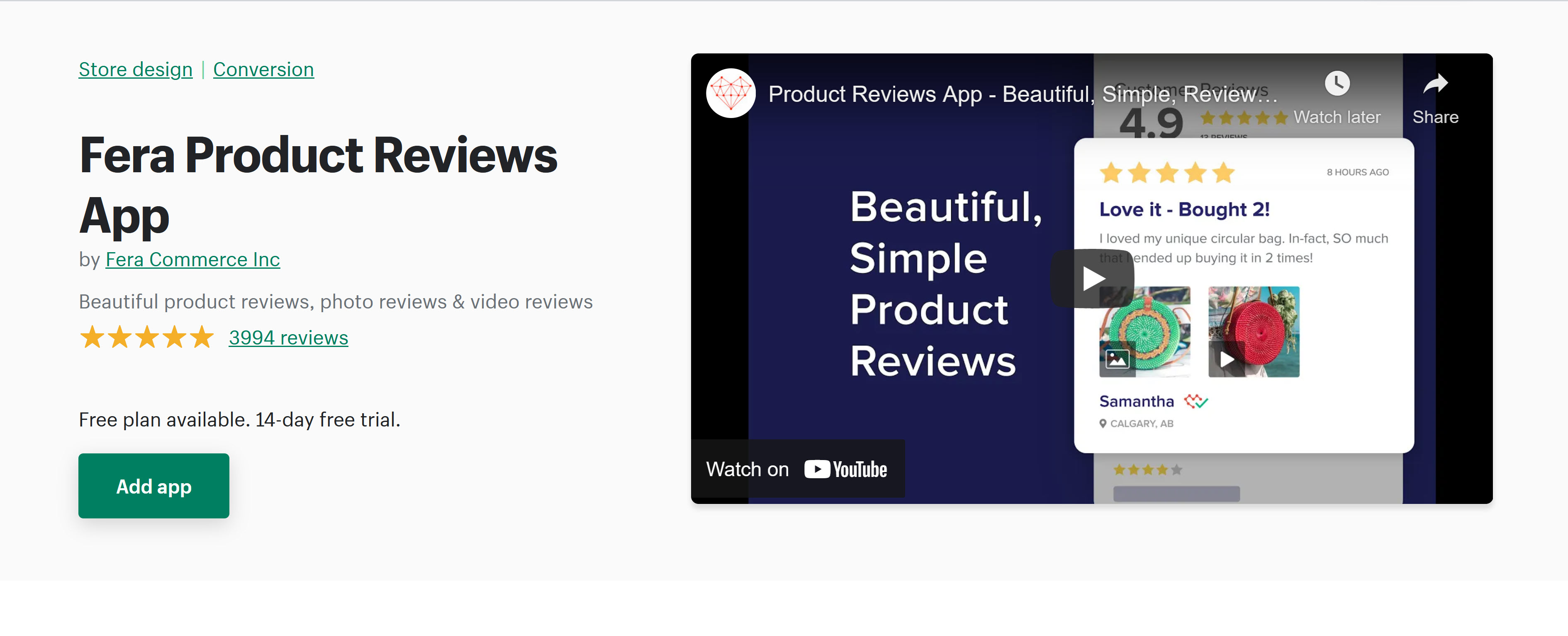 fera product reviews app listing 2022