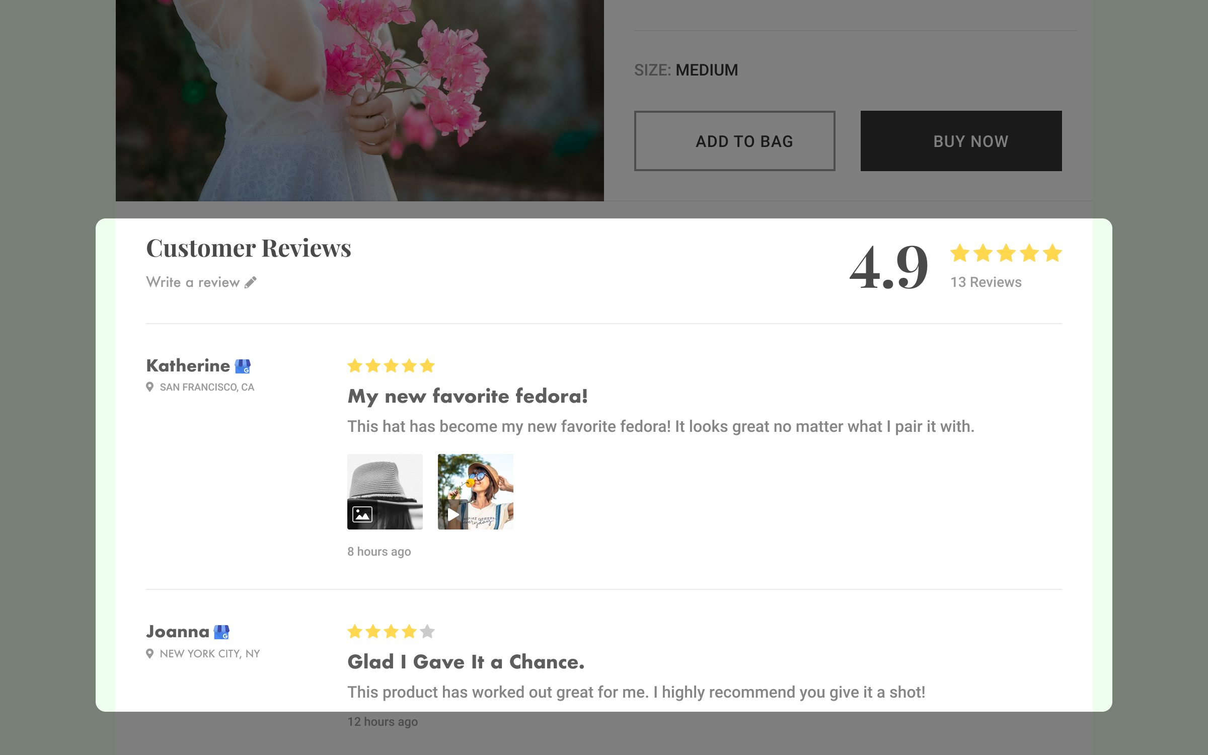 Customer Review Display