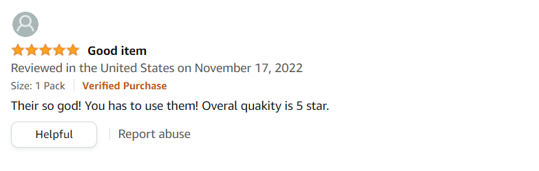 Grammatically Incorrect Review