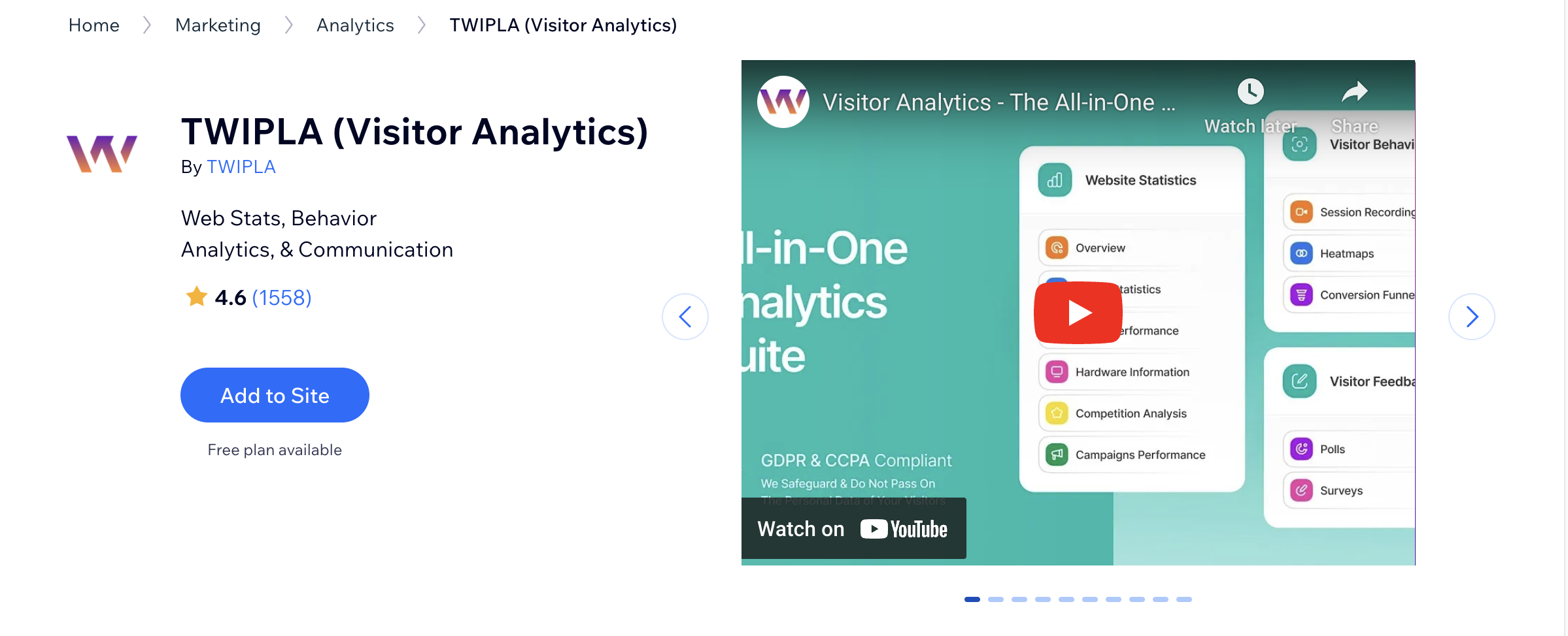 TWIPLA Visitor Analytics