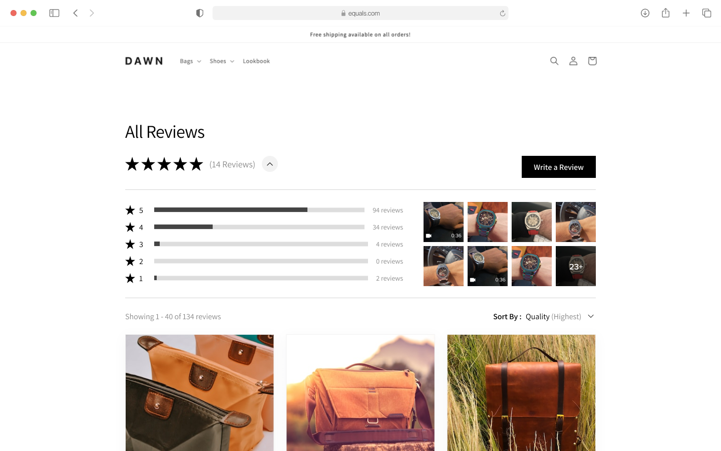 videos reviews ugc on shopify product page