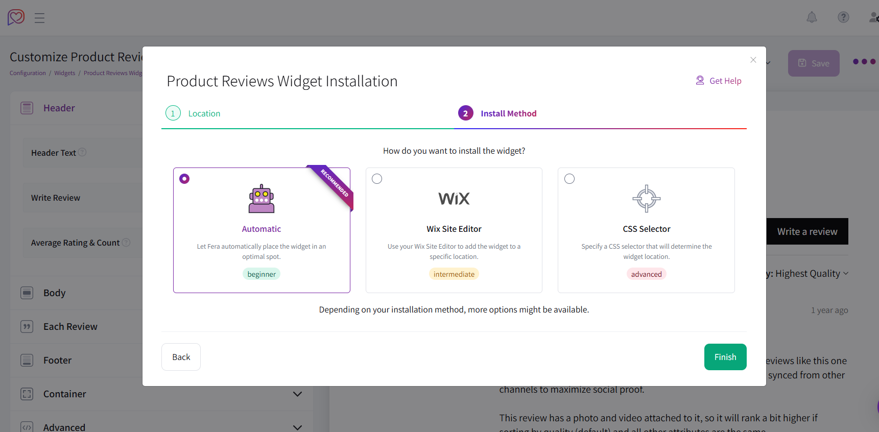 Wix Installation Method