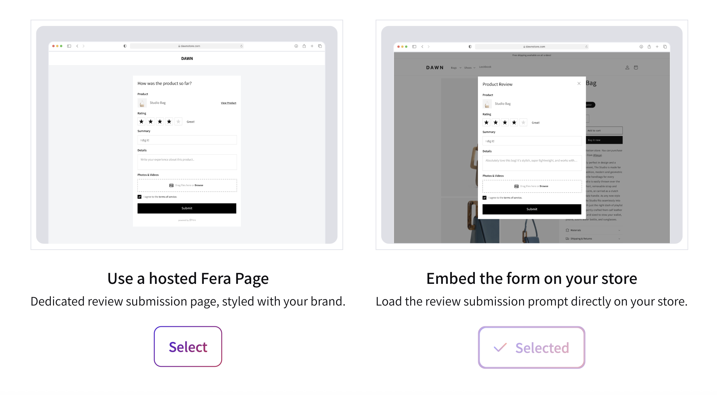 Hosted Vs. Embedded Submission Page Hosted Vs. Embedded Submission Page