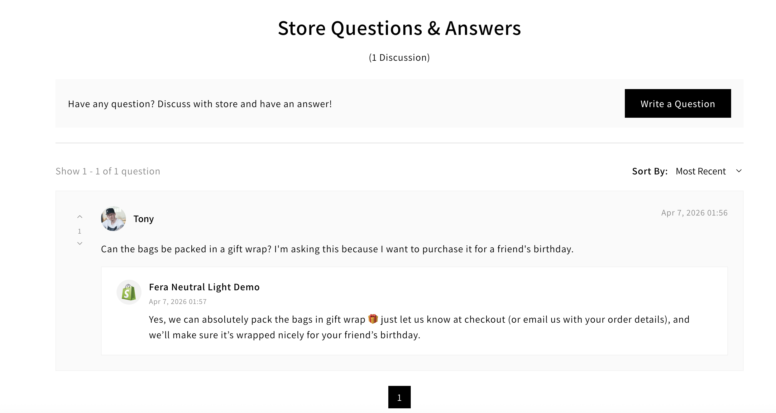 Store Questions & Answers