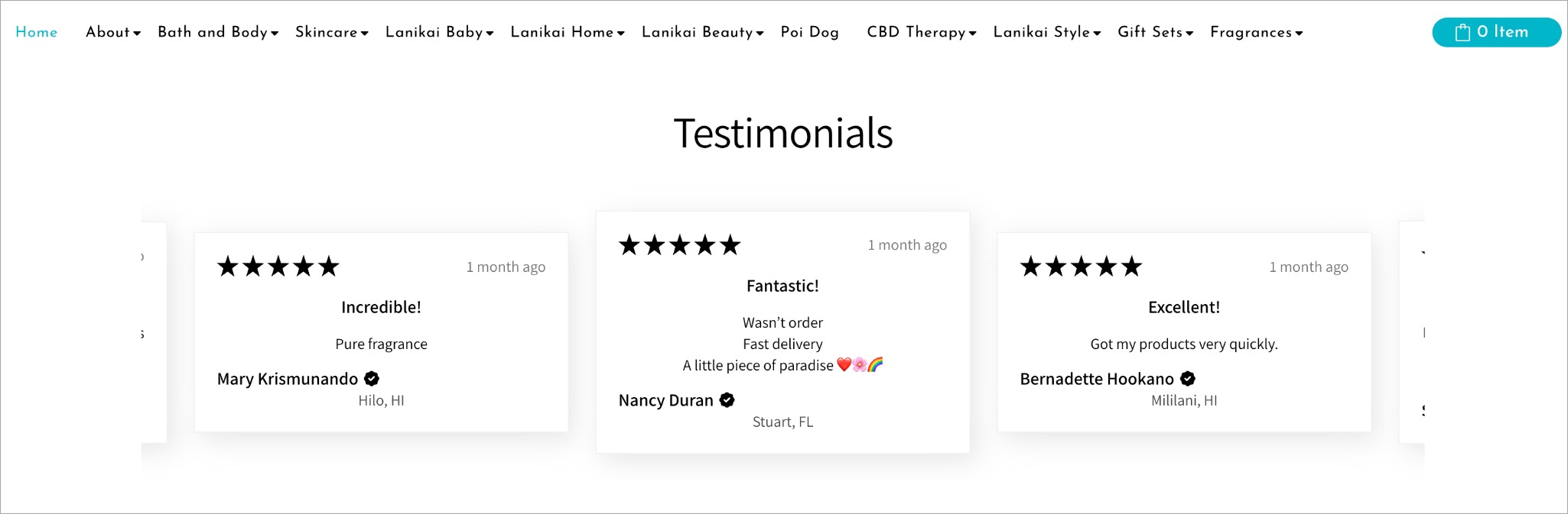  Lanikai Bath and Body - Testimonials